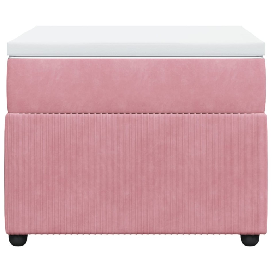 Cama box spring con colchón terciopelo rosa 90x200