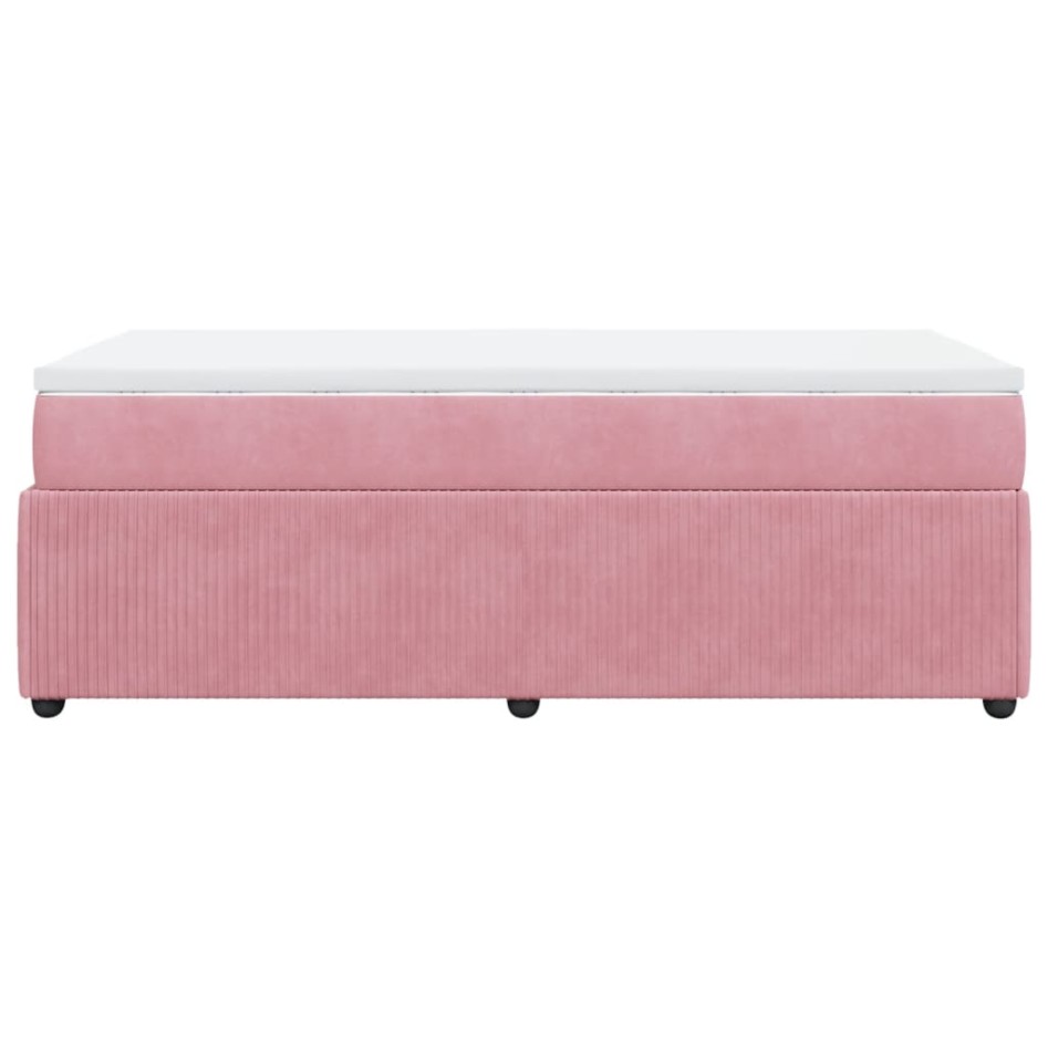 Cama box spring con colchón terciopelo rosa 90x200