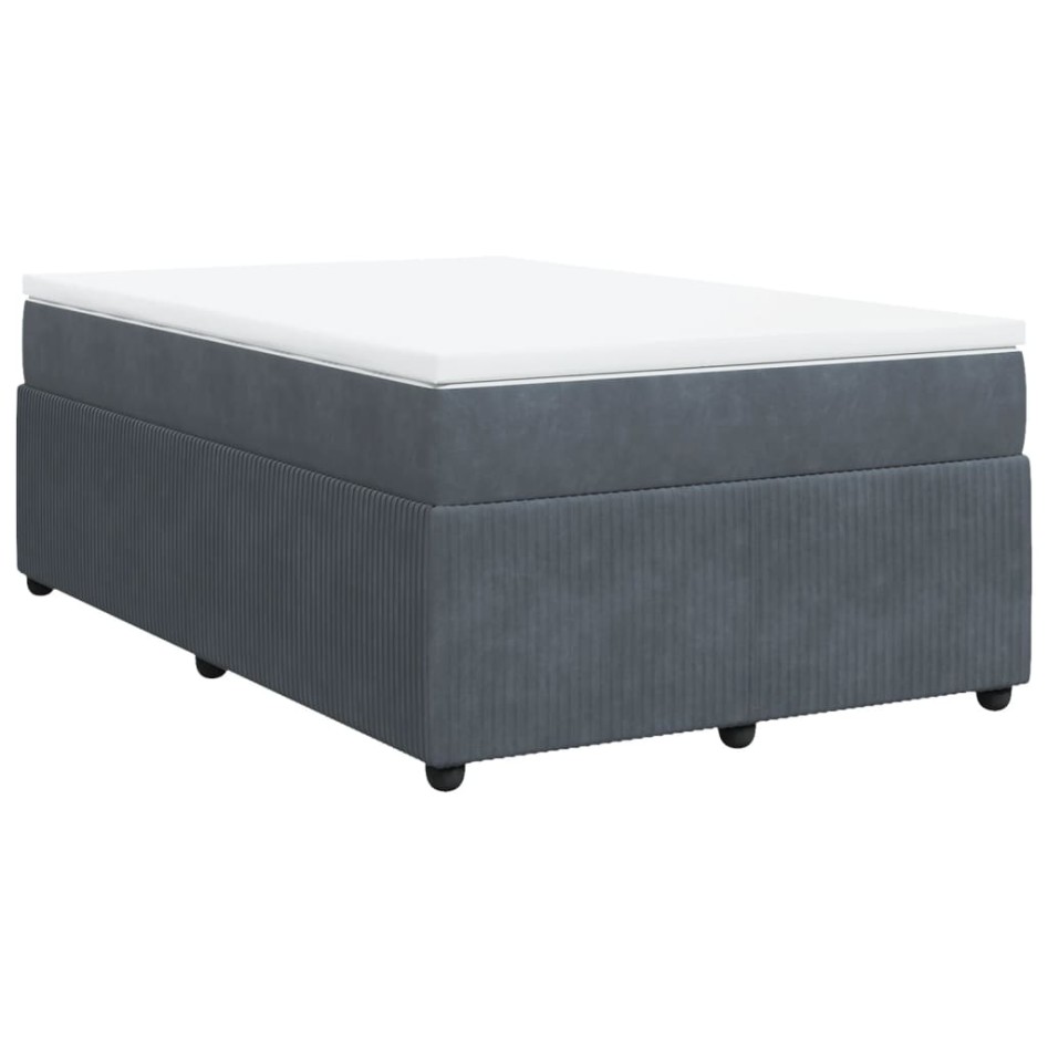 Cama box spring con colchón terciopelo gris oscuro 120x190