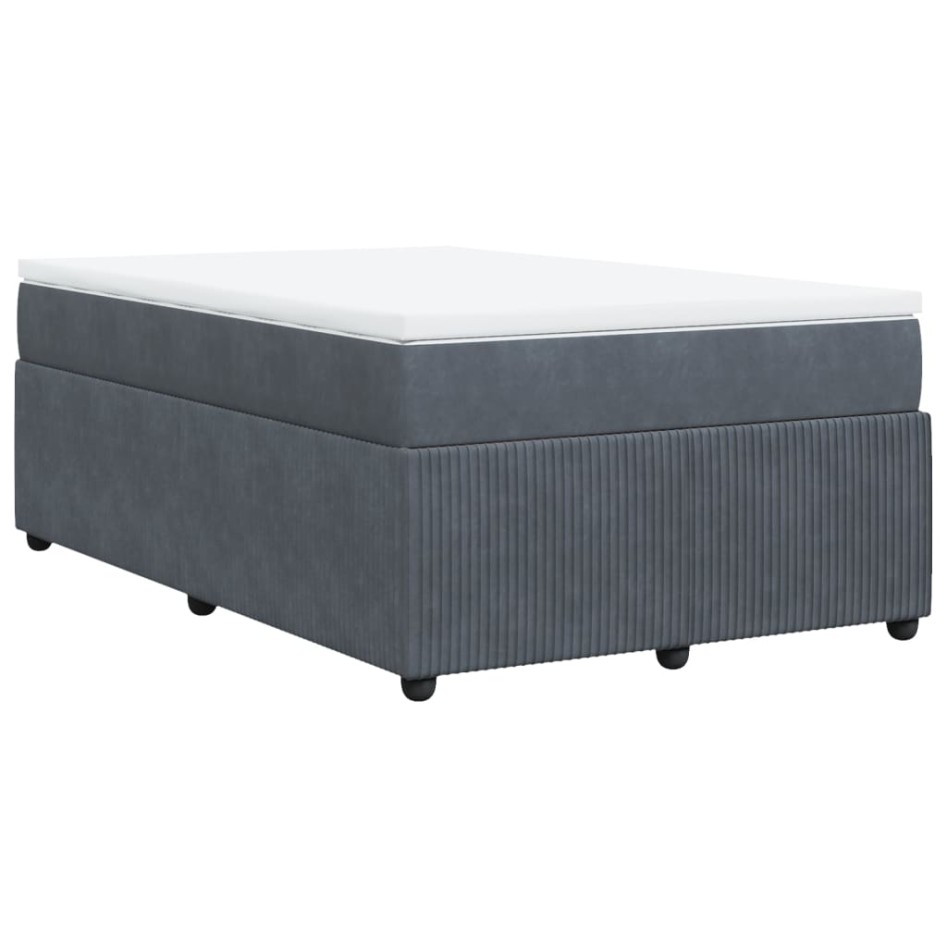 Cama box spring con colchón terciopelo gris oscuro 120x200