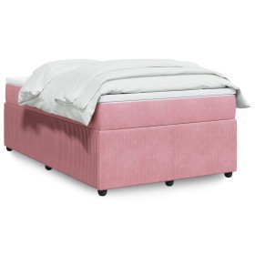 Cama box spring con colchón terciopelo rosa 120x190