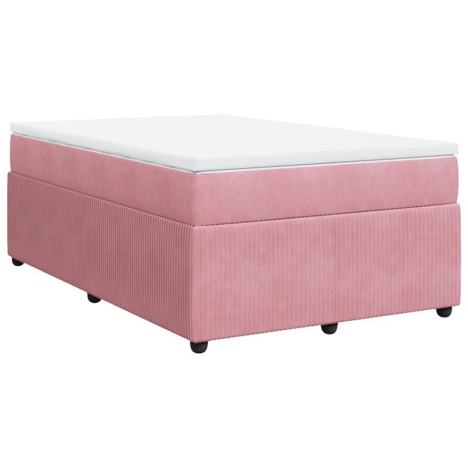 Cama box spring con colchón terciopelo rosa 120x190