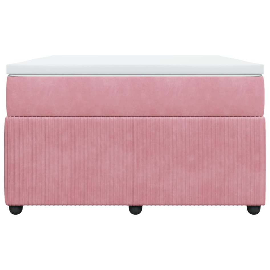 Cama box spring con colchón terciopelo rosa 120x190