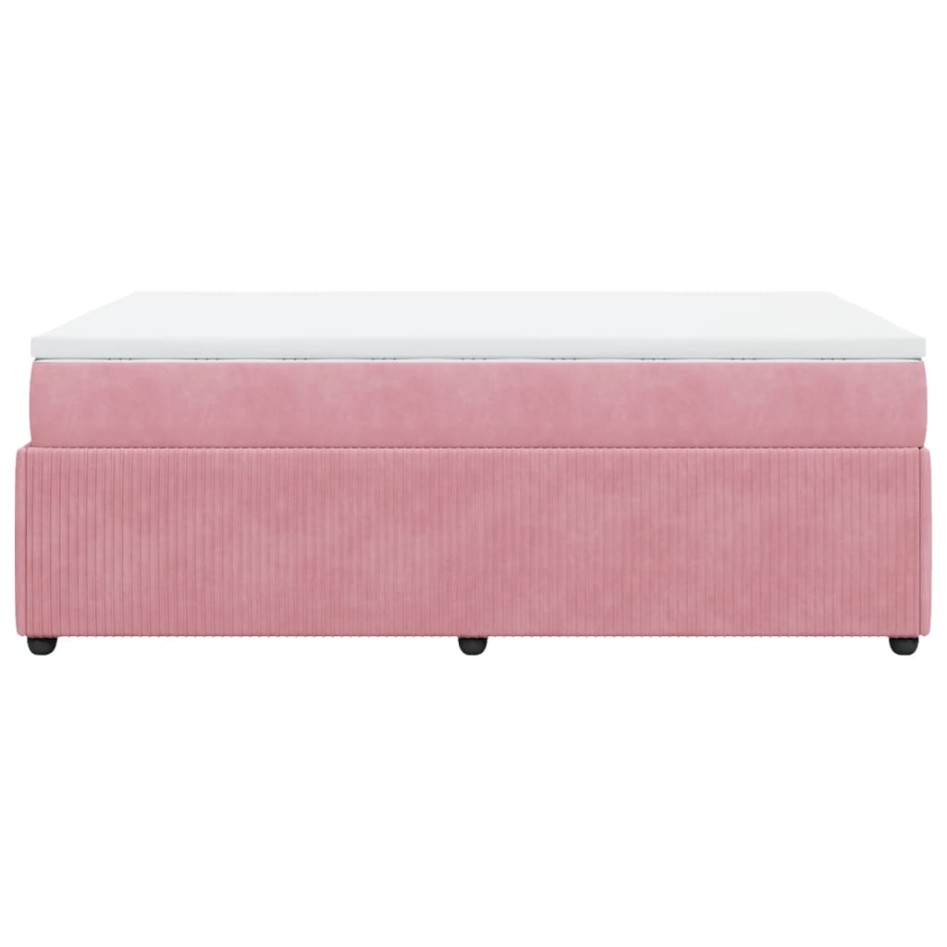 Cama box spring con colchón terciopelo rosa 120x190