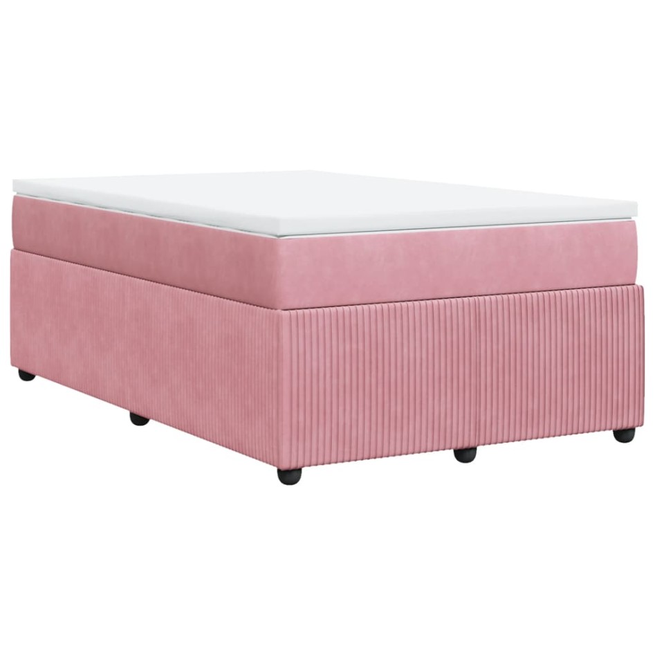Cama box spring con colchón terciopelo rosa 120x190