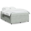 Cama box spring con colchón terciopelo gris claro 140x190 cm
