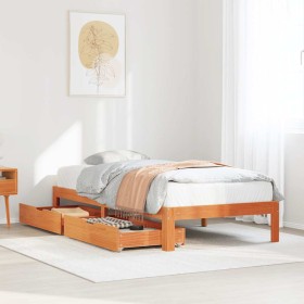 Estructura de cama con cajones madera de pino marrón 75x190