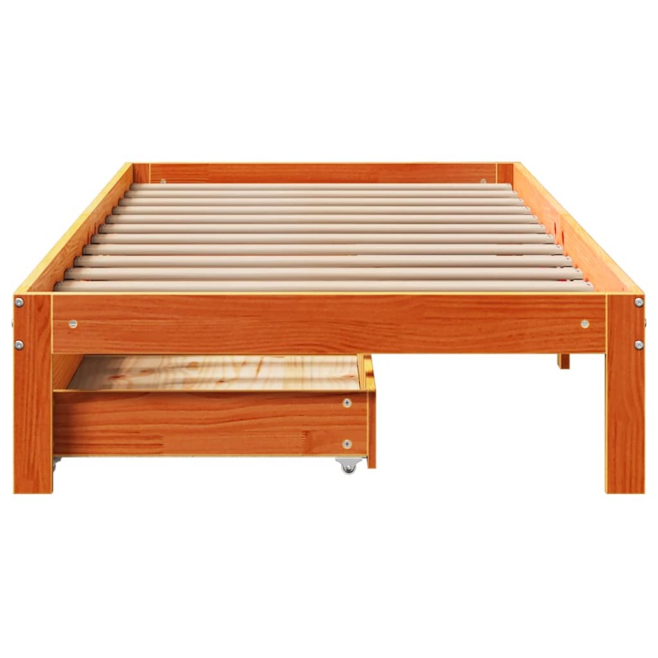 Estructura cama con cajones madera maciza pino marrón