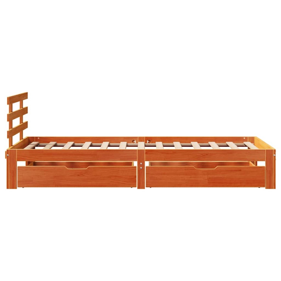 Estructura de cama con cajones madera de pino marrón 75x190