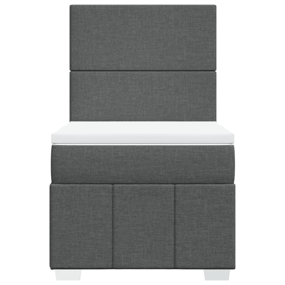 Cama box spring con colchón tela gris oscuro 80x200