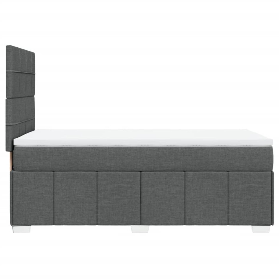 Cama box spring con colchón tela gris oscuro 80x200