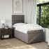 Cama box spring con colchón tela gris taupe 80x200