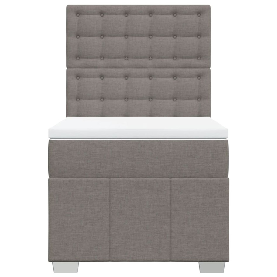 Cama box spring con colchón tela gris taupe 80x200