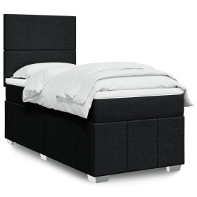 Cama box spring con colchón tela negro 90x190