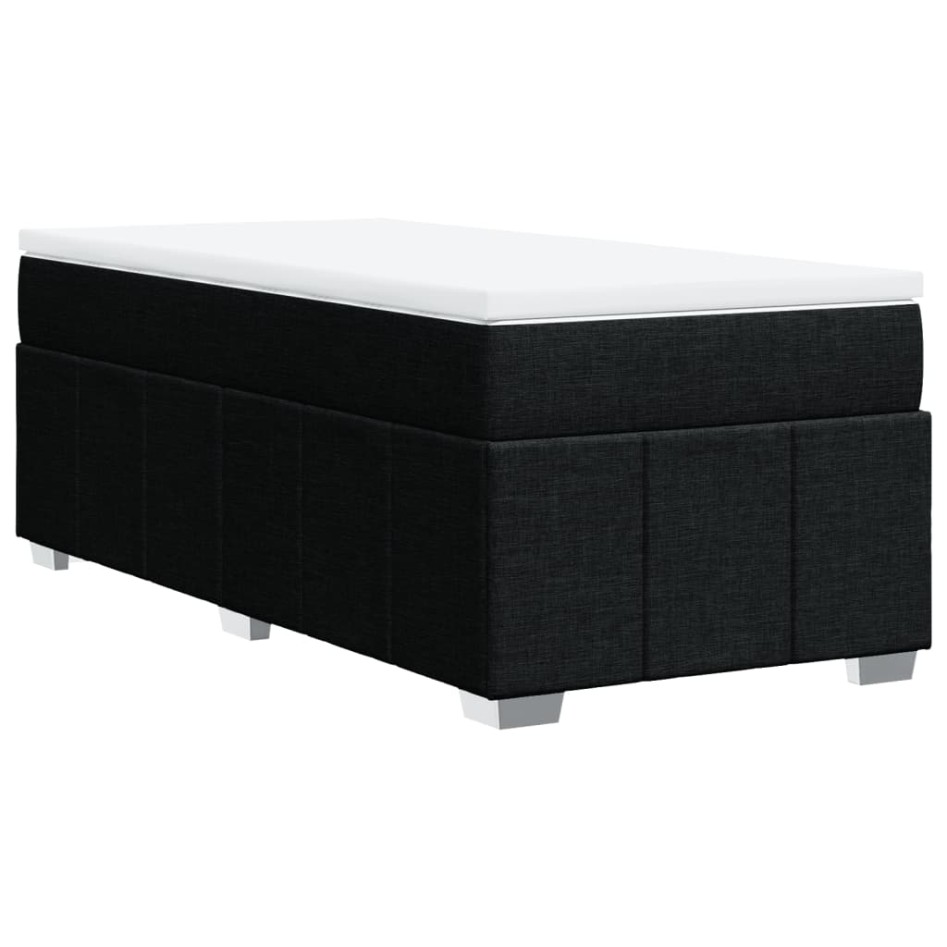 Cama box spring con colchón tela negro 80x200