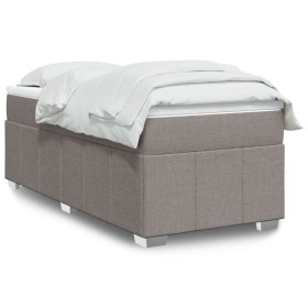 Cama box spring con colchón tela gris taupe 80x200