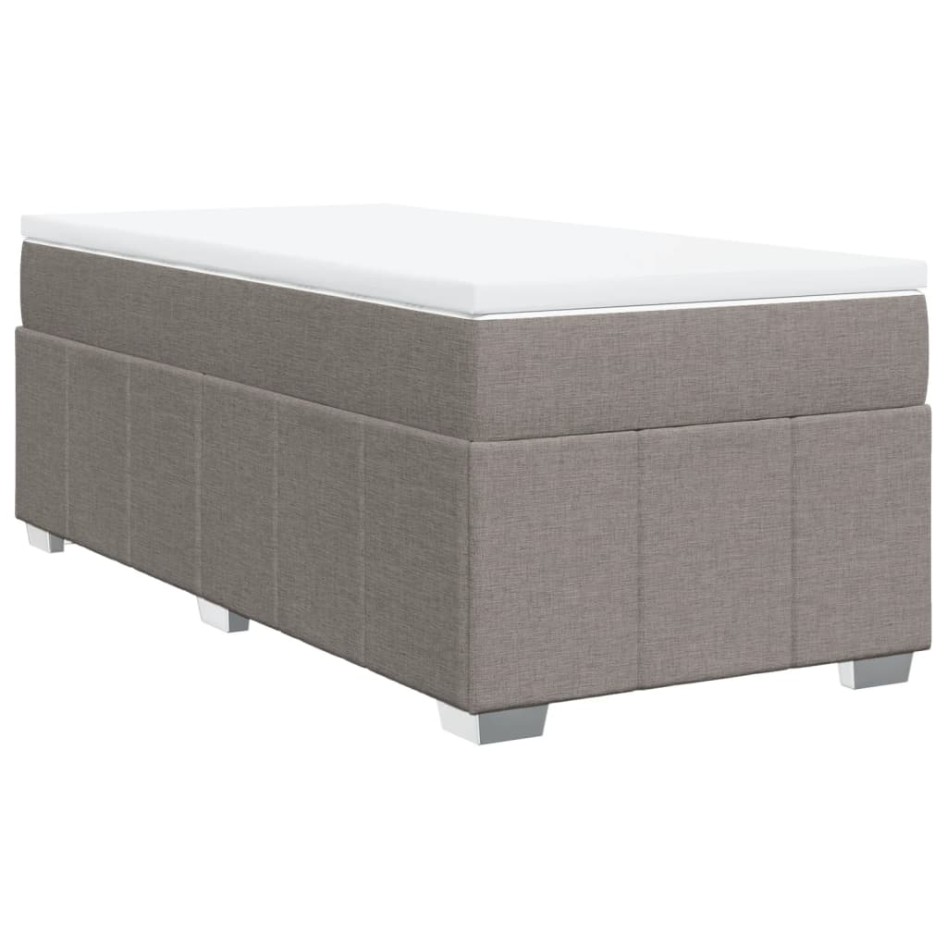 Cama box spring con colchón tela gris taupe 80x200