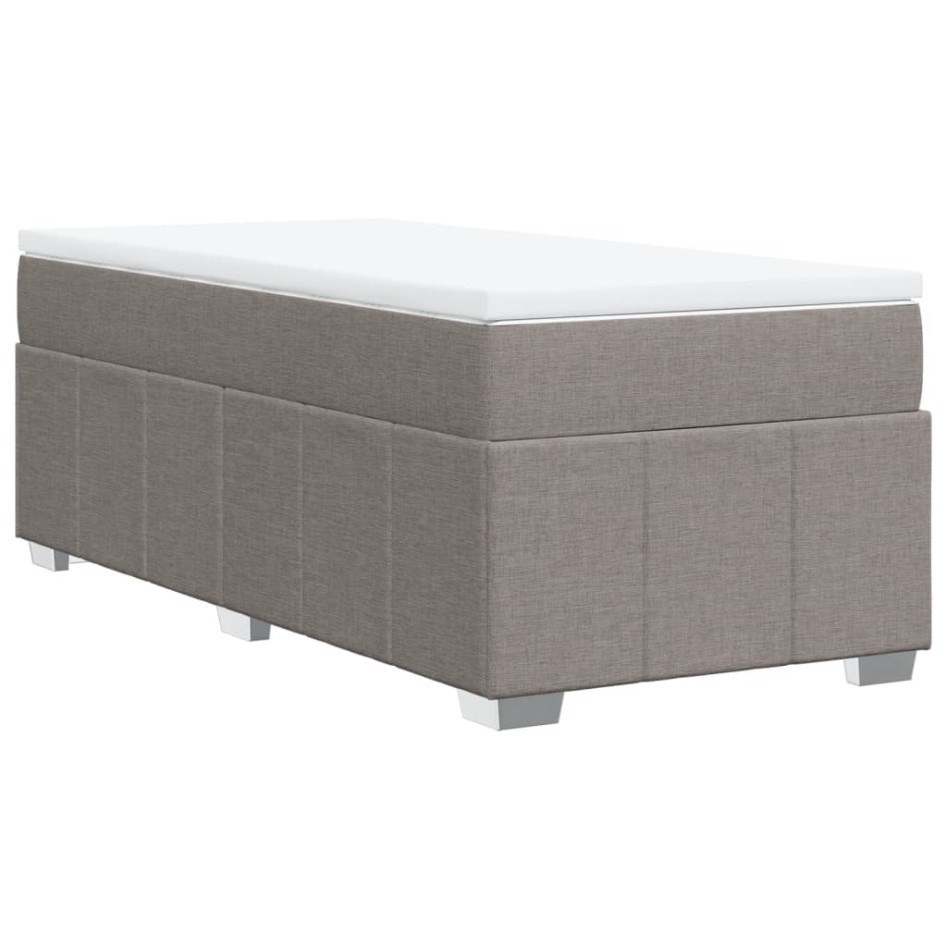 Cama box spring con colchón tela gris taupe 90x190
