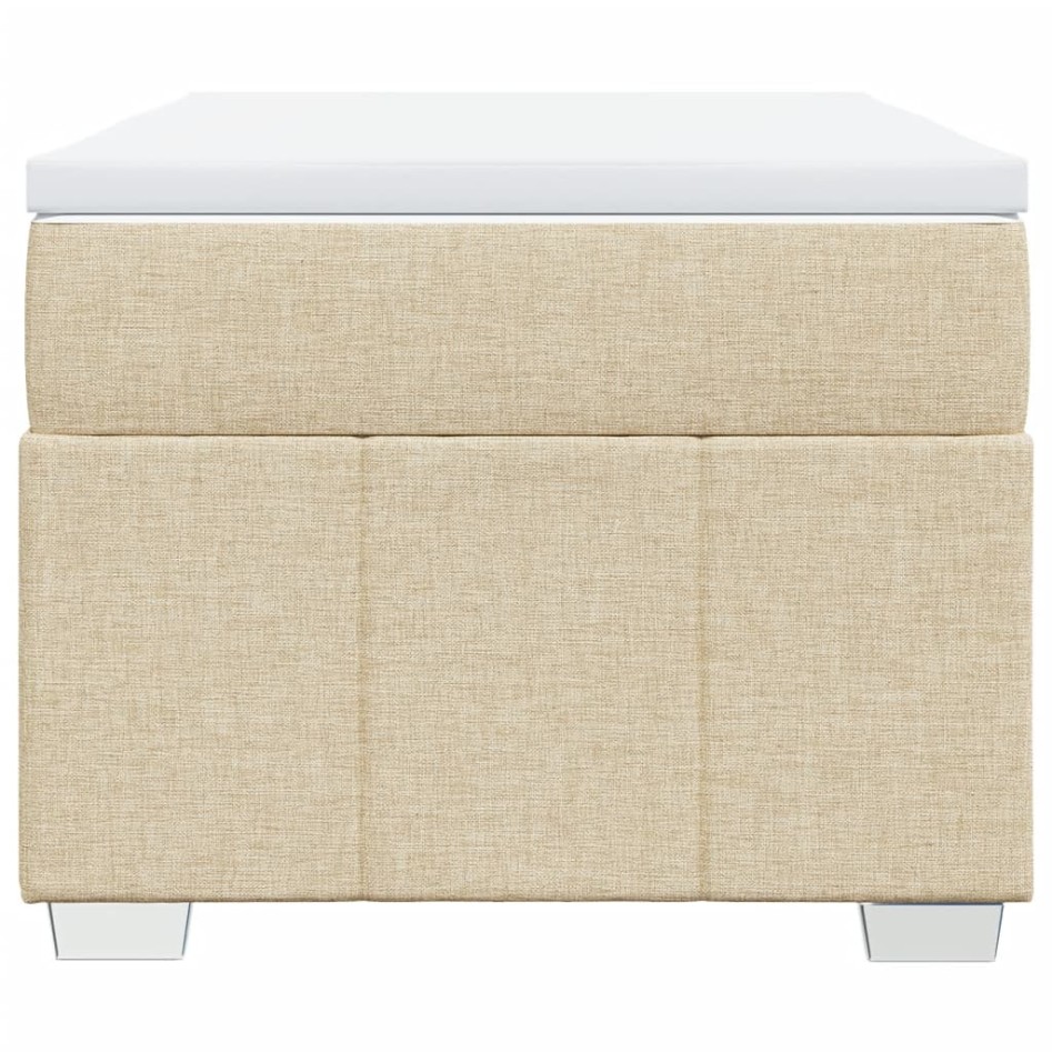 Cama box spring con colchón tela color crema 90x200