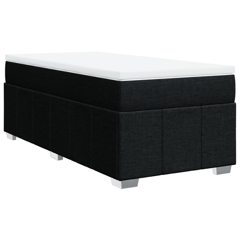 Cama box spring con colchón tela negro 100x200