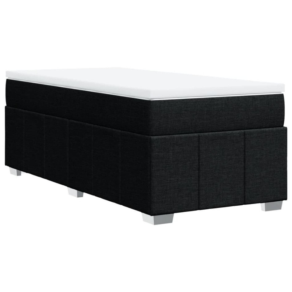 Cama box spring con colchón tela negro 100x200