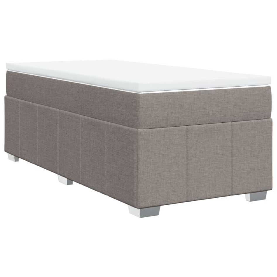 Cama box spring con colchón tela gris taupe 100x200