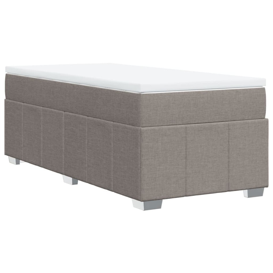Cama box spring con colchón tela gris taupe 100x200