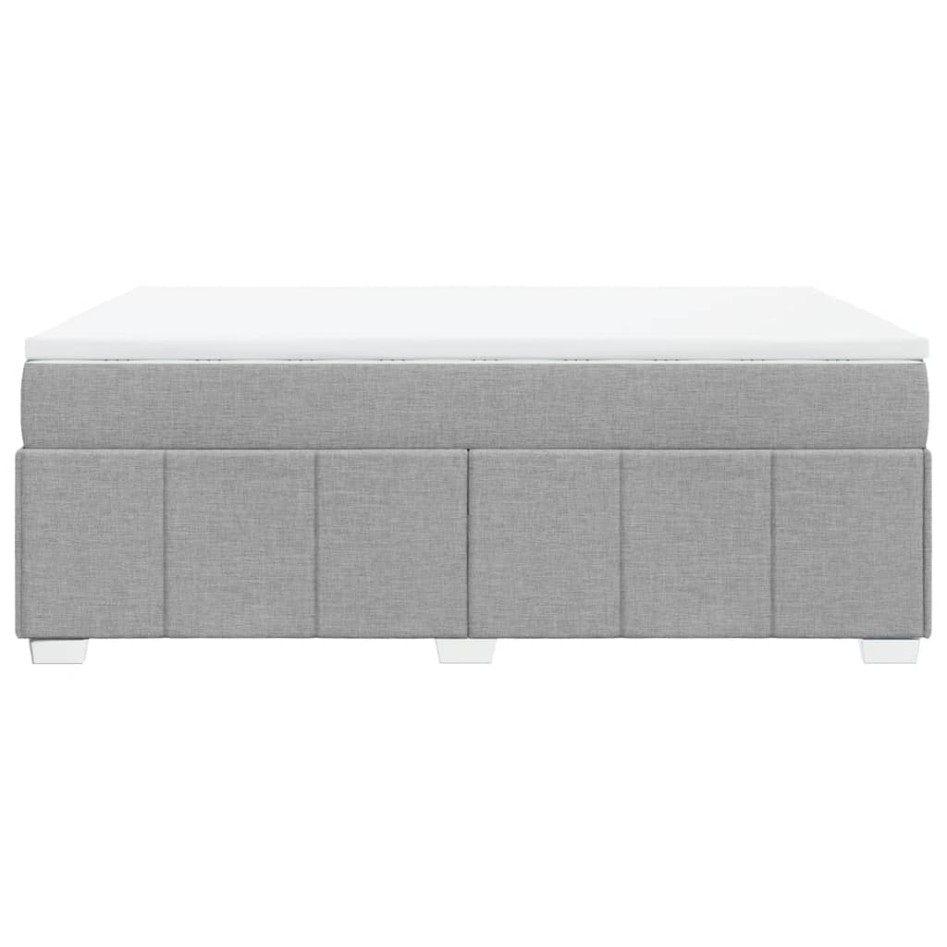 Cama box spring con colchón tela gris claro 140x190