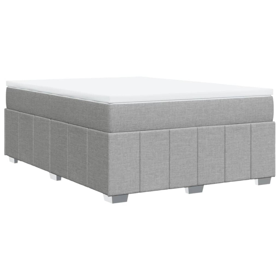 Cama box spring con colchón tela gris claro 140x190