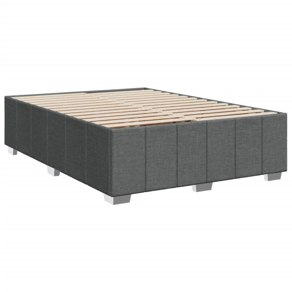 Cama box spring con colchón tela gris oscuro 160x200