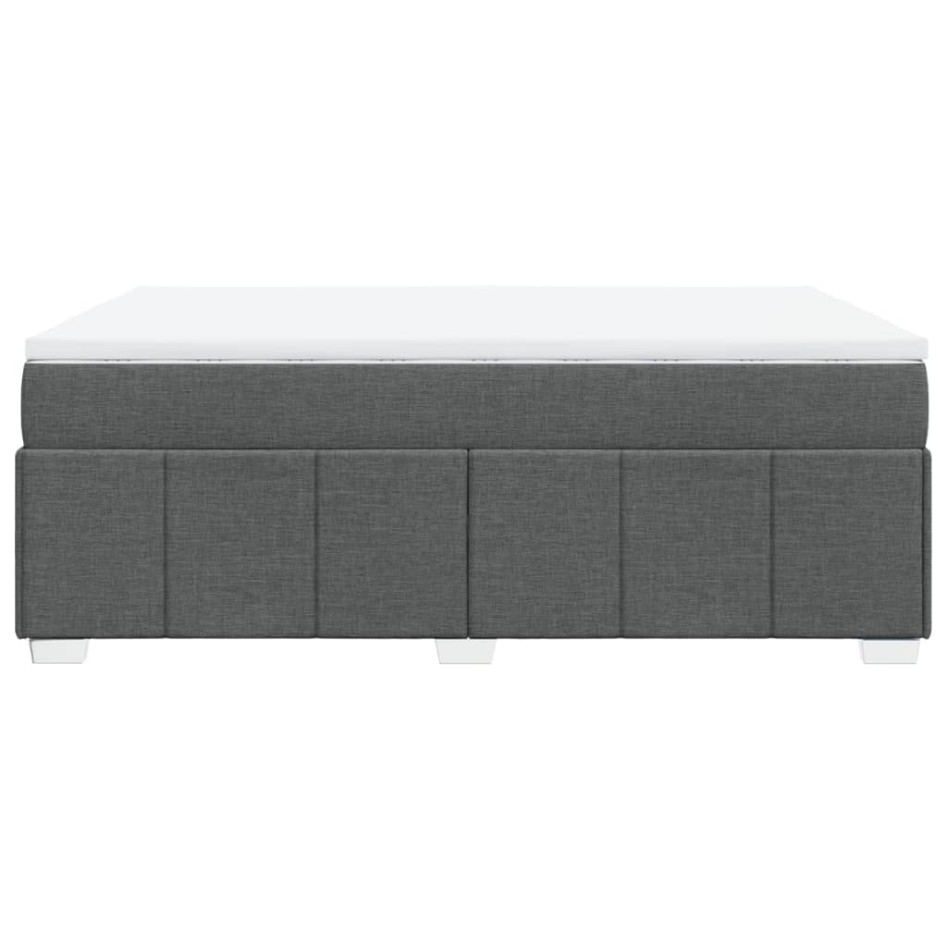 Cama box spring con colchón tela gris oscuro 160x200