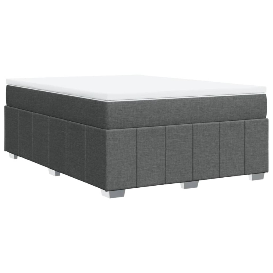 Cama box spring con colchón tela gris oscuro 160x200