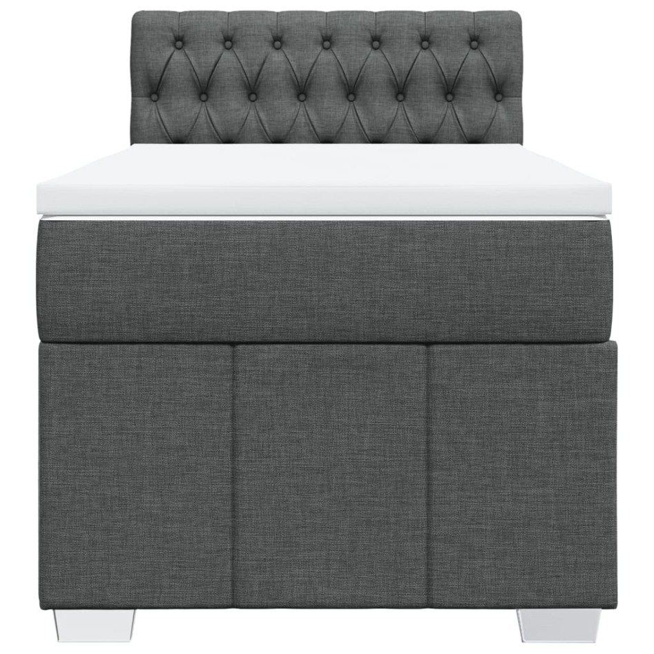 Cama box spring con colchón tela gris oscuro 80x200