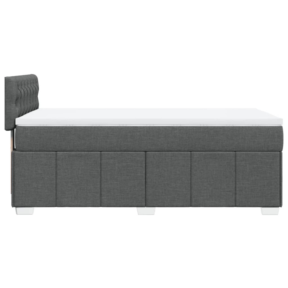Cama box spring con colchón tela gris oscuro 80x200