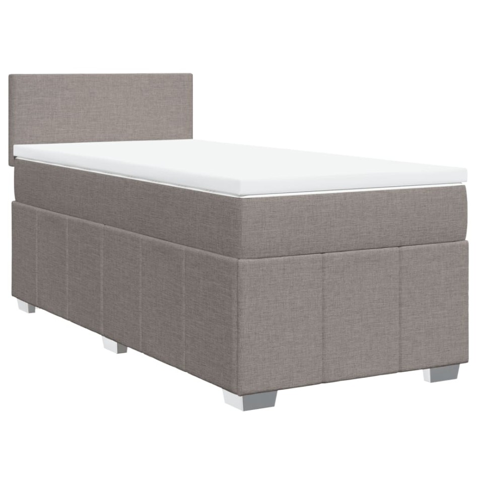 Cama box spring con colchón tela gris taupe 90x190