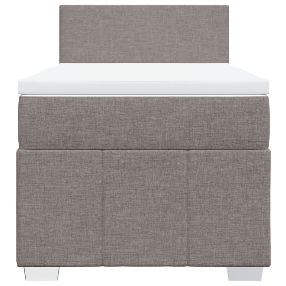 Cama box spring con colchón tela gris taupe 90x190