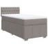 Cama box spring con colchón tela gris taupe 90x190