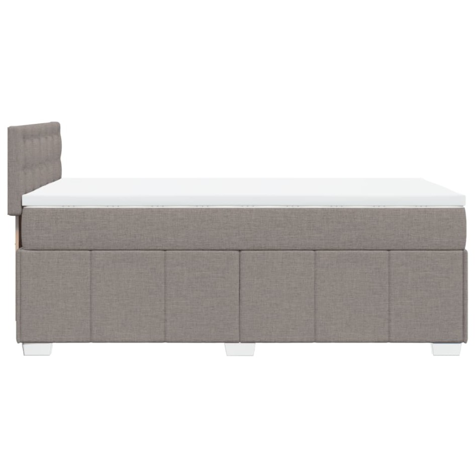 Cama box spring con colchón tela gris taupe 90x190