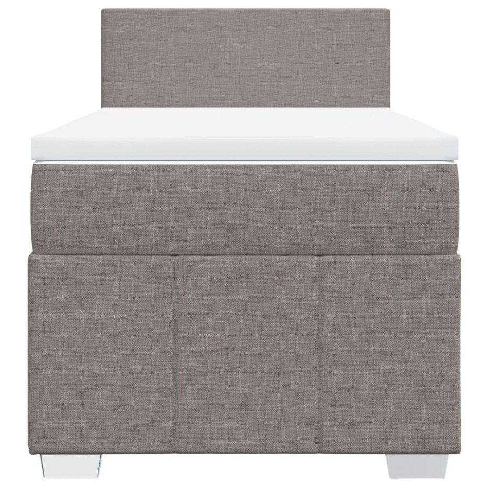 Cama box spring con colchón tela gris taupe 90x200