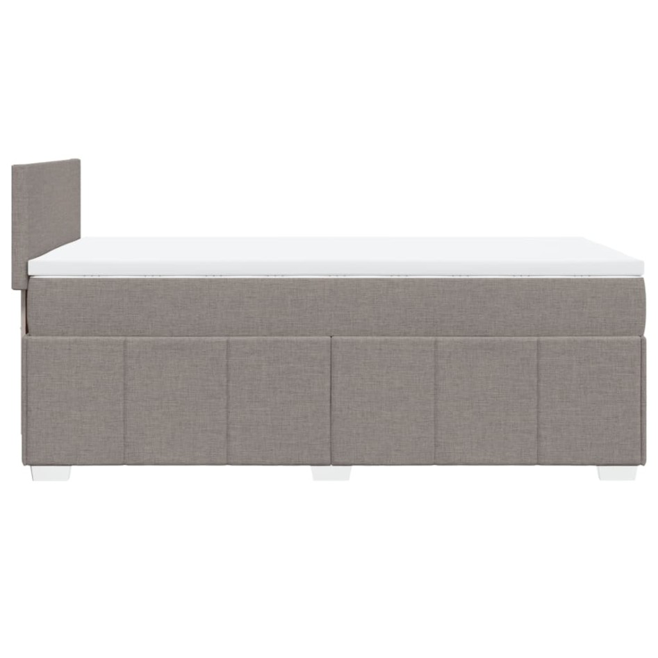 Cama box spring con colchón tela gris taupe 90x200