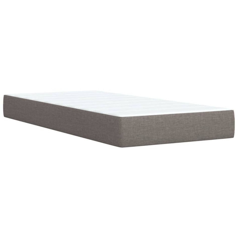 Cama box spring con colchón tela gris taupe 90x200