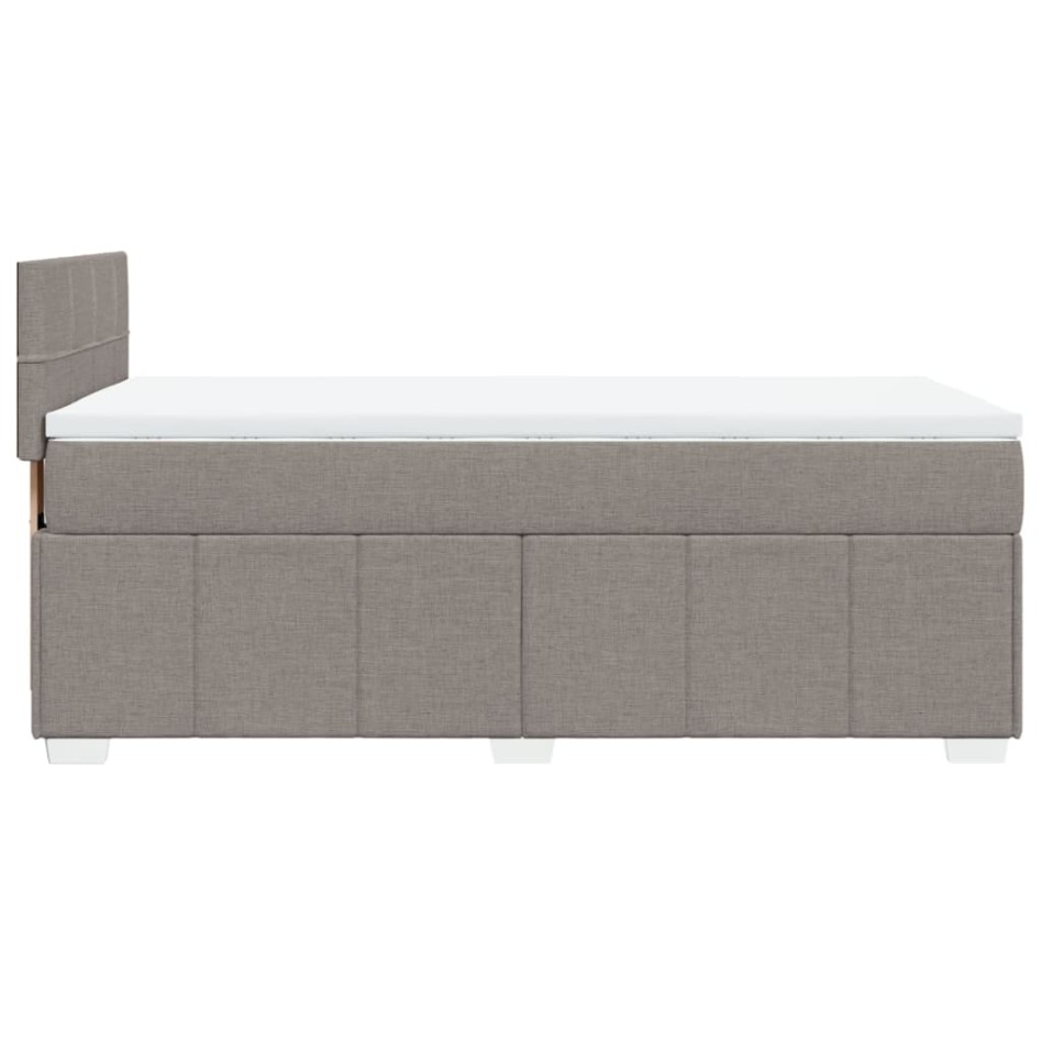 Cama box spring con colchón tela gris taupe 90x200