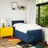 Cama box spring con colchón tela azul 90x200
