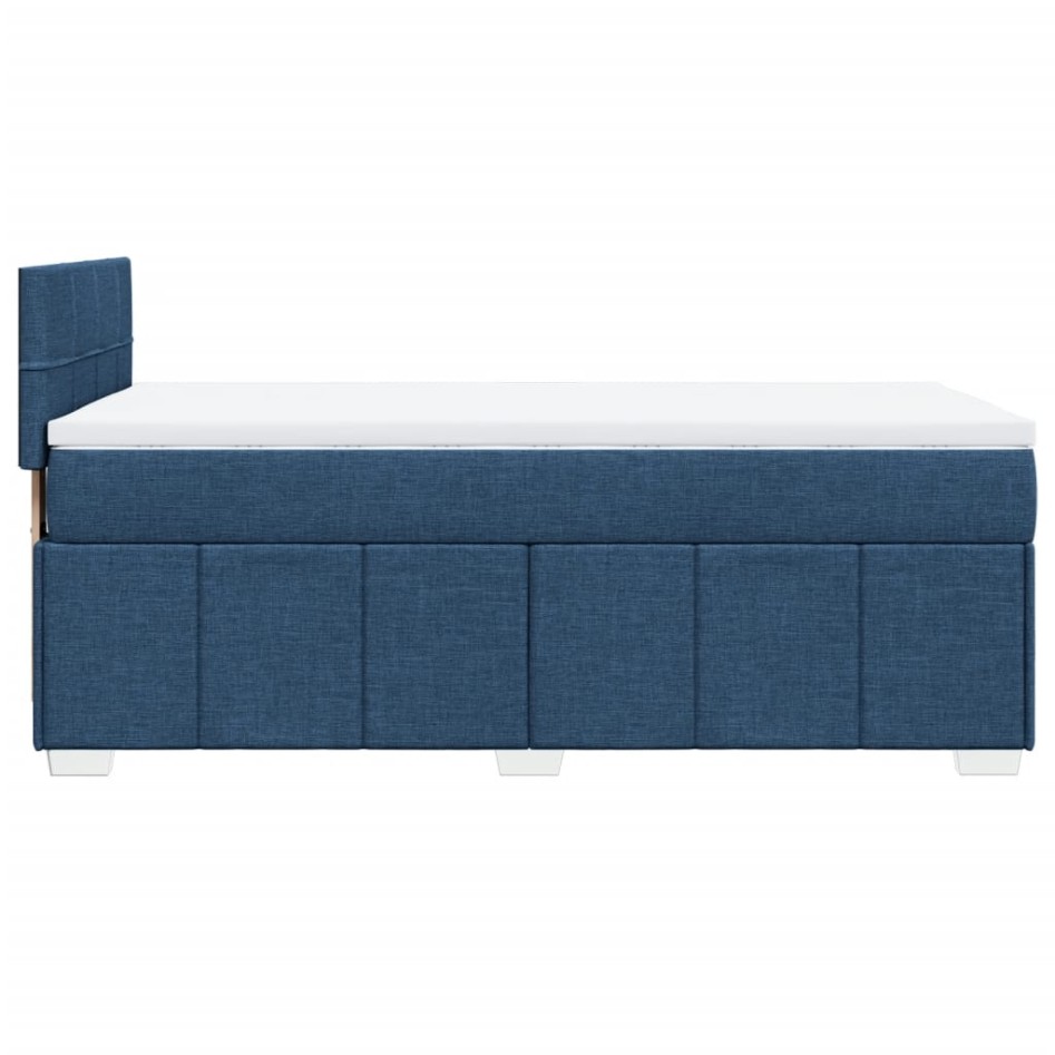 Cama box spring con colchón tela azul 90x200