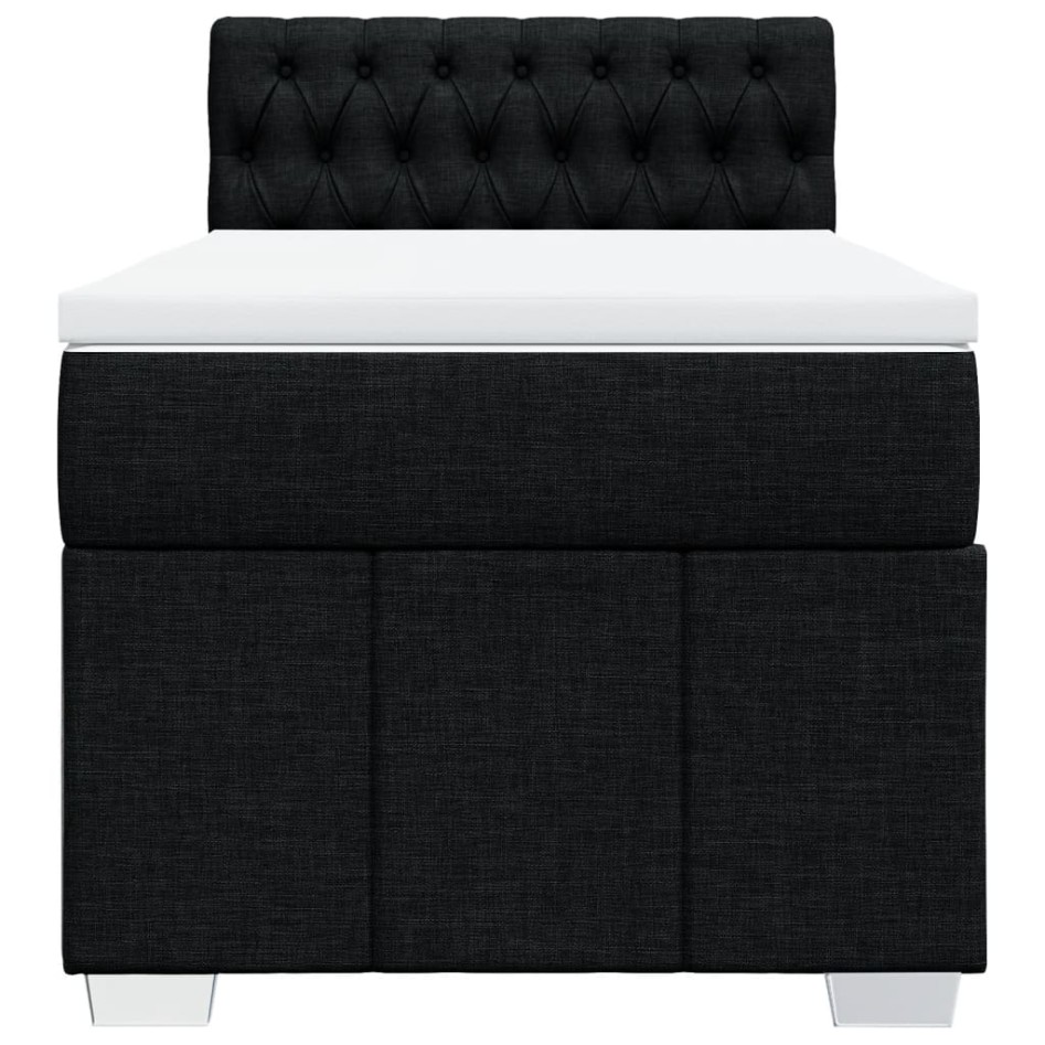 Cama box spring con colchón tela negro 90x200