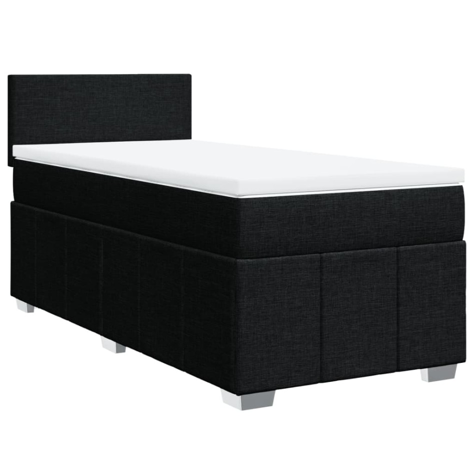 Cama box spring con colchón tela negro 100x200