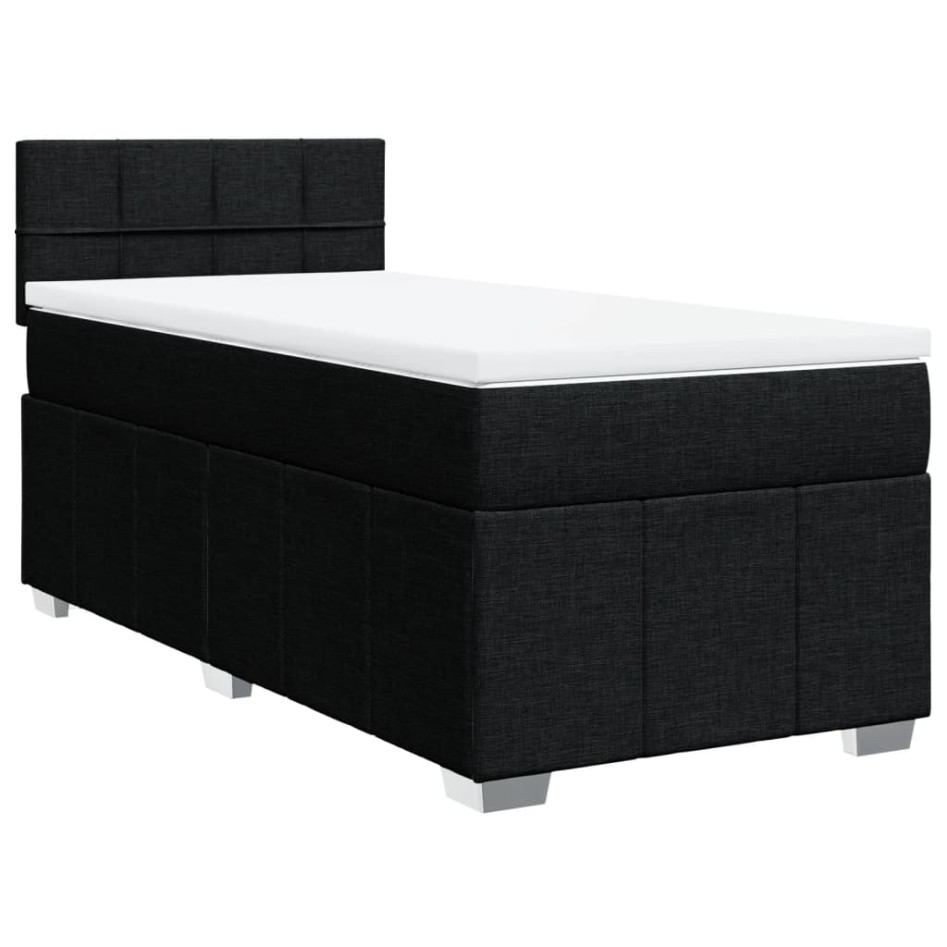 Cama box spring con colchón tela negro 100x200