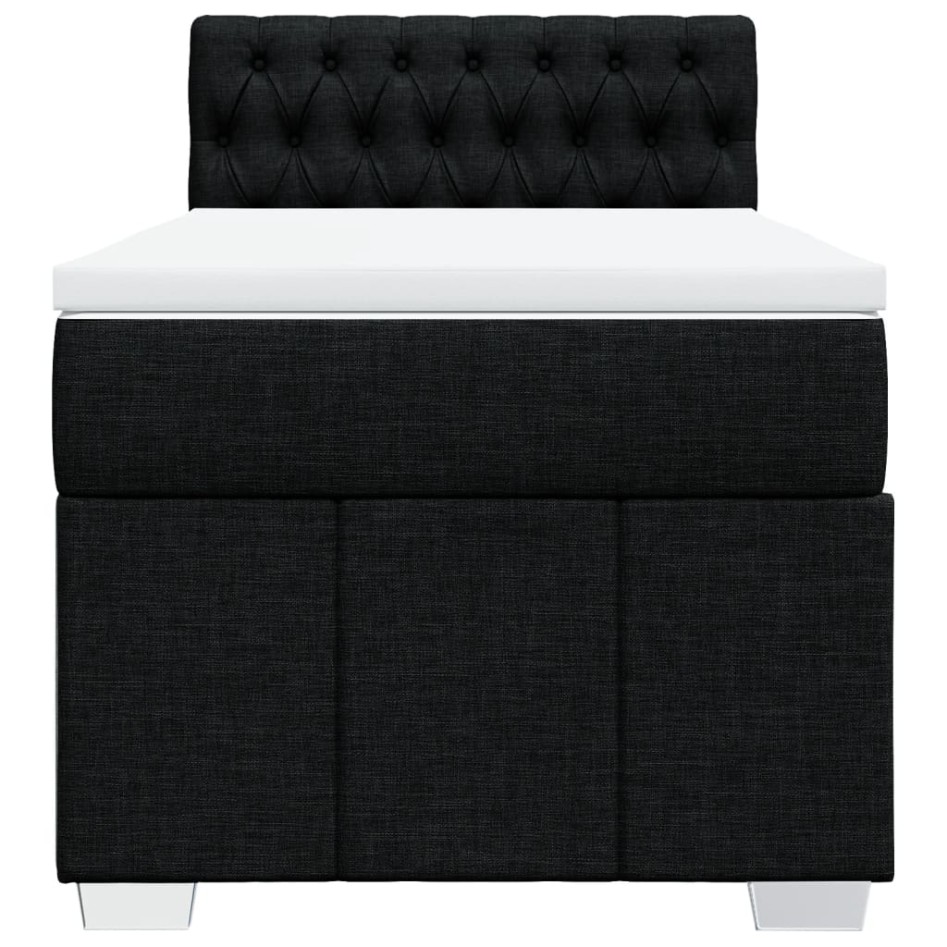 Cama box spring con colchón tela negro 100x200