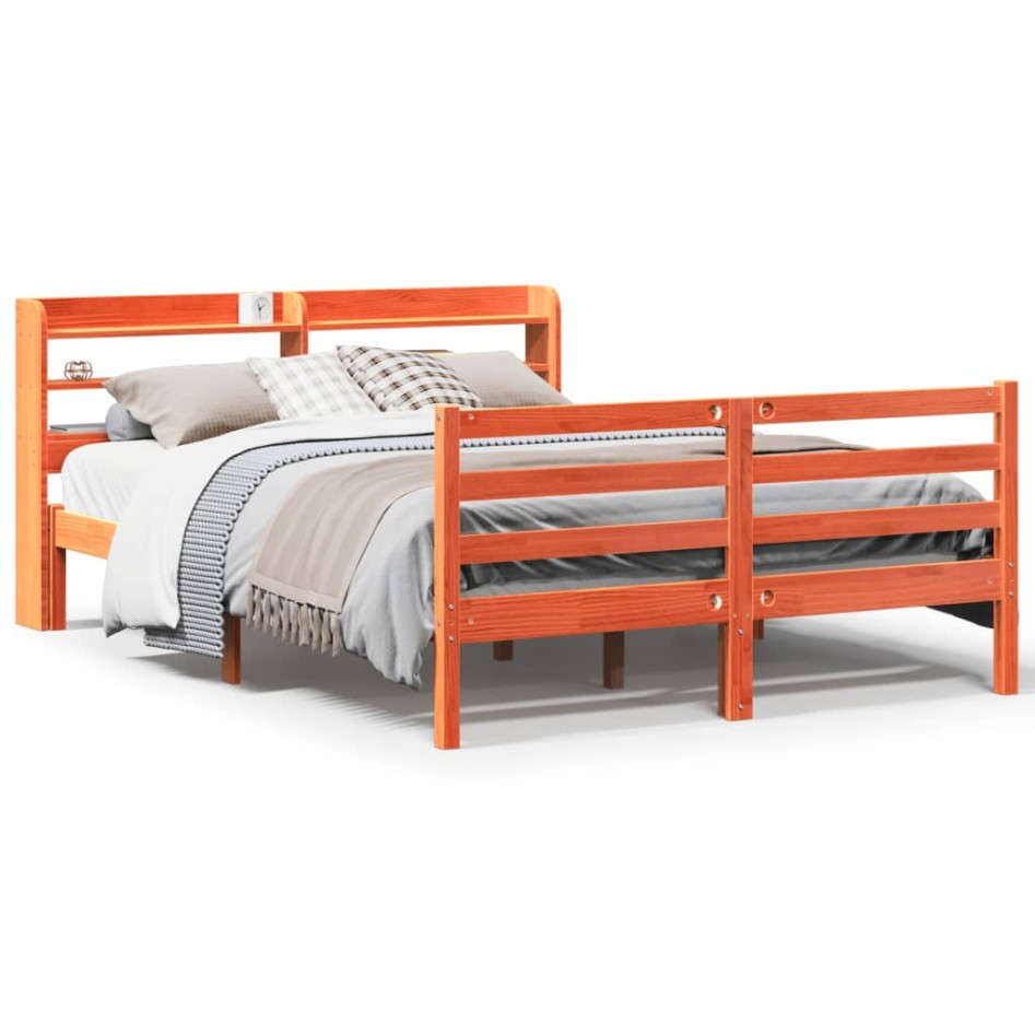 Estructura de cama sin colchón madera maciza marrón 135x190