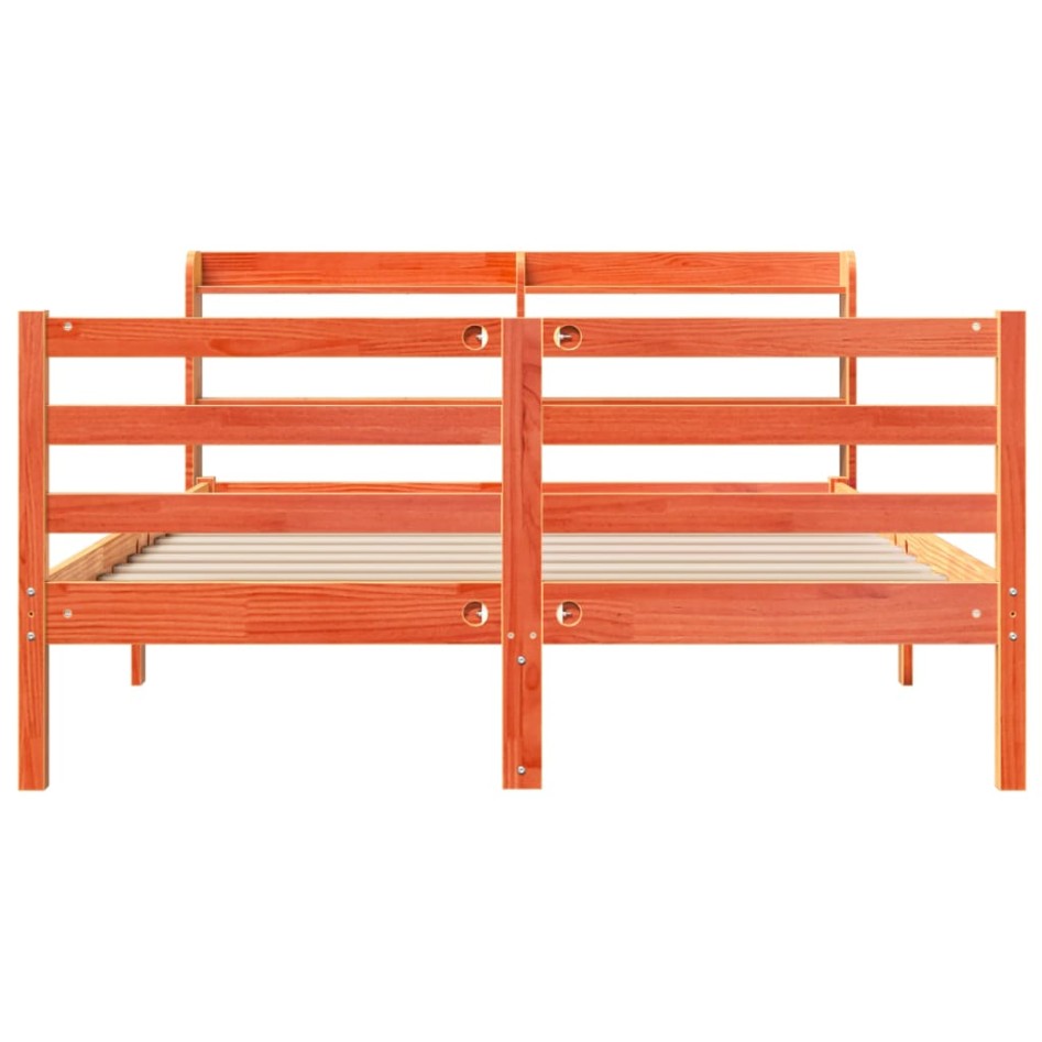 Estructura de cama sin colchón madera maciza marrón 135x190
